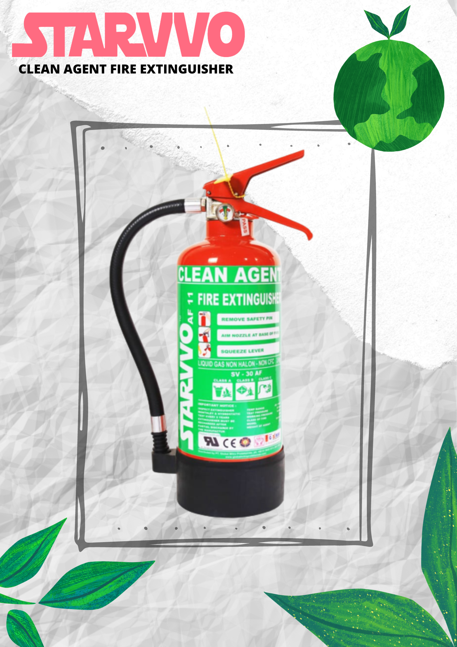 STARVVO AF11 Clean Agent Fire Extinguisher