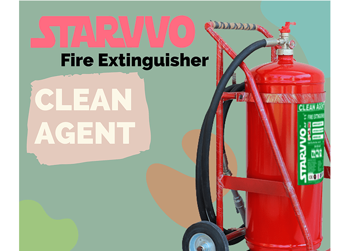 STARVVO Clean Agent Fire Extinguisher Trolley 25 Kg