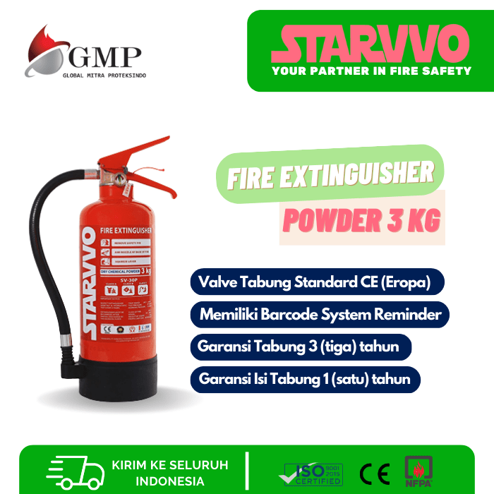 Fire Extinguisher Dry Chemical Powder 3 Kg untuk Ruang Koridor Hotel