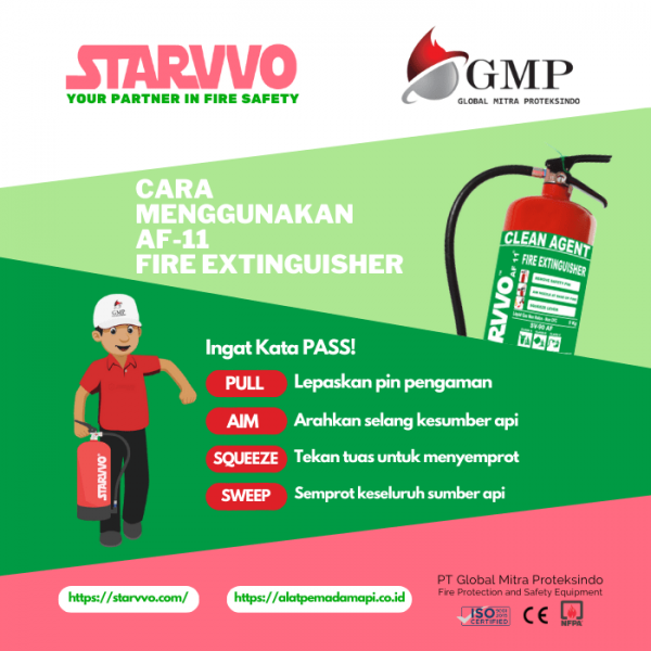 cara penggunaan af11 clean agent fire extinguisher